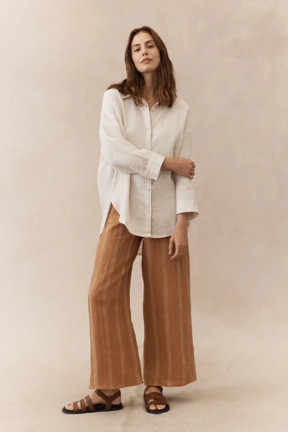 LITTLE LIES Boyfriend Shirt - Natural Shirts & Blouses - Zabecca Living