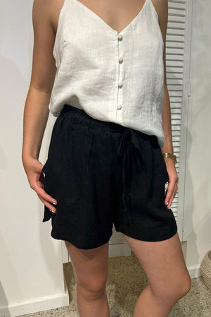 LITTLE LIES Bronte Linen Shorts - Black SHORTS - Zabecca Living