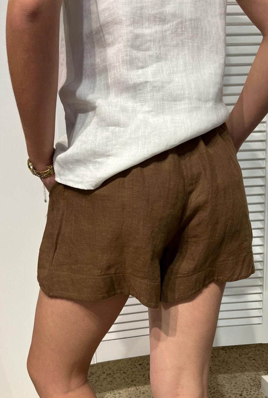 LITTLE LIES Bronte Linen Shorts - Mocha SHORTS - Zabecca Living