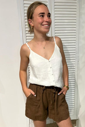 LITTLE LIES Bronte Linen Shorts - Mocha SHORTS - Zabecca Living