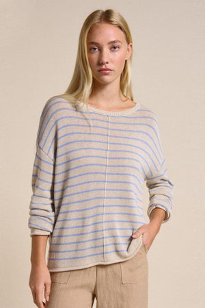 LITTLE LIES Indi Knit - Natural/Blue Jumpers + Knitwear - Zabecca Living