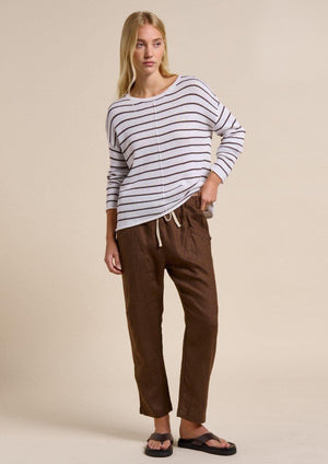 LITTLE LIES Indi Knit - White/Chocolate Jumpers + Knitwear - Zabecca Living