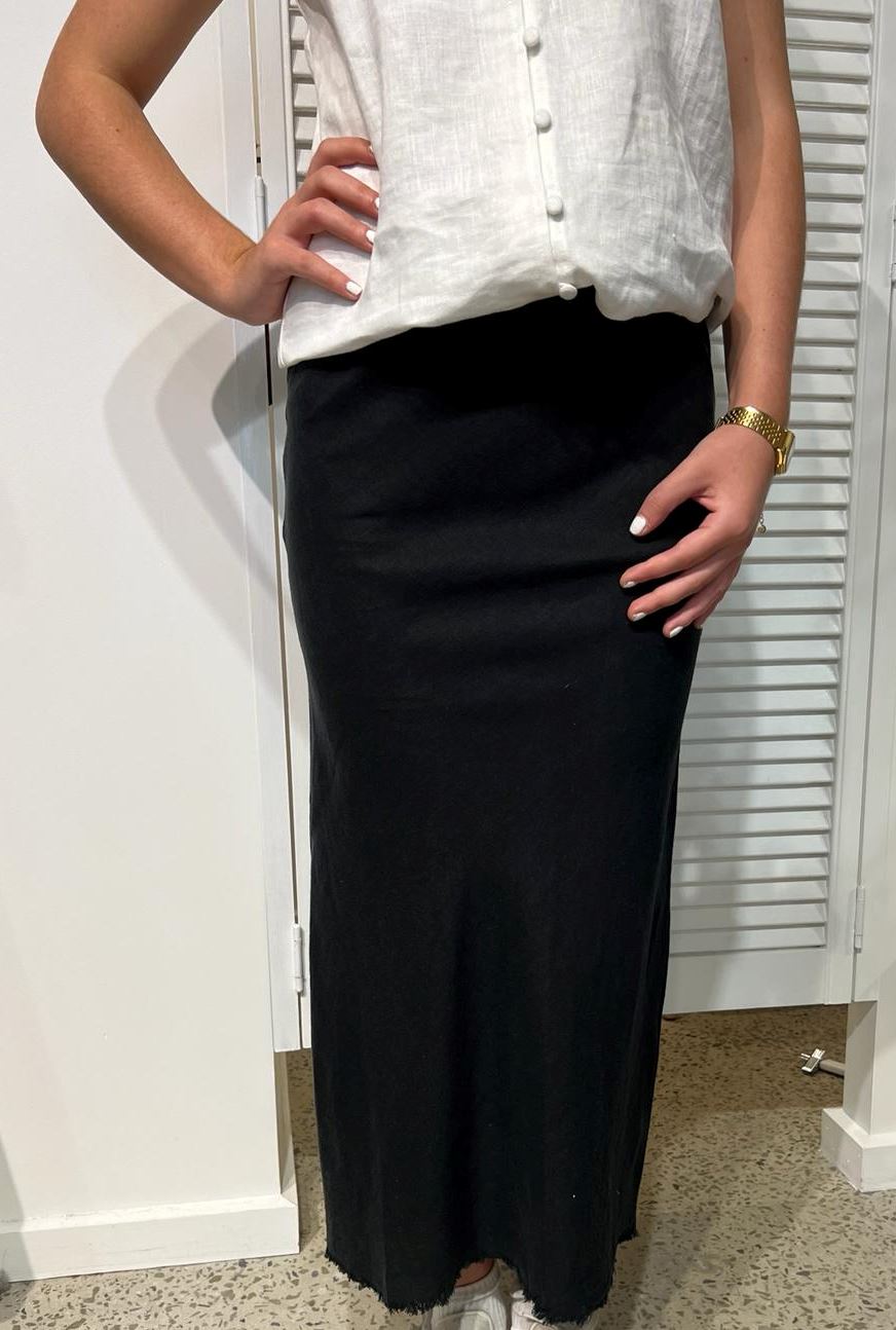 LITTLE LIES Linen Slip - Black Skirt - Zabecca Living