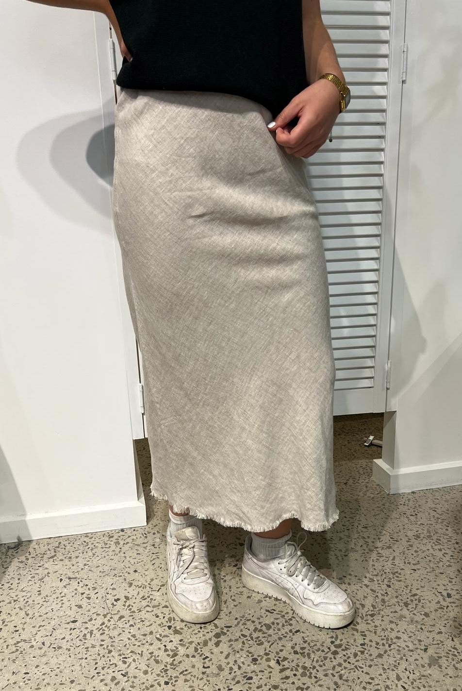 LITTLE LIES Linen Slip - Natural Skirt - Zabecca Living