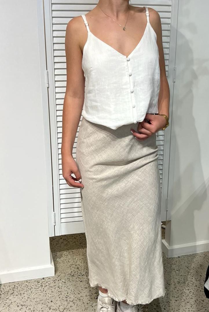 LITTLE LIES Linen Slip - Natural Skirt - Zabecca Living