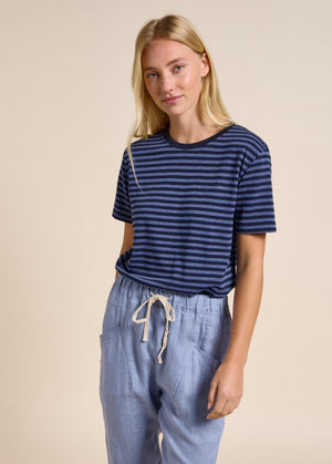LITTLE LIES Lola Stripe Tee - Blue/Navy Tee - Zabecca Living