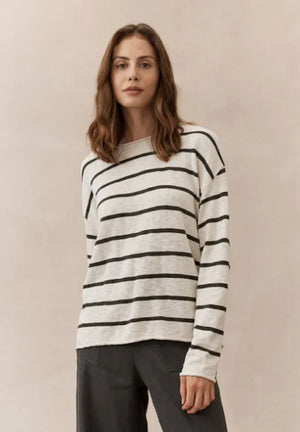 LITTLE LIES Minnie Top - Charcoal Stripe Jumpers + Knitwear - Zabecca Living