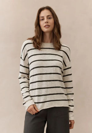 LITTLE LIES Minnie Top - Charcoal Stripe Jumpers + Knitwear - Zabecca Living