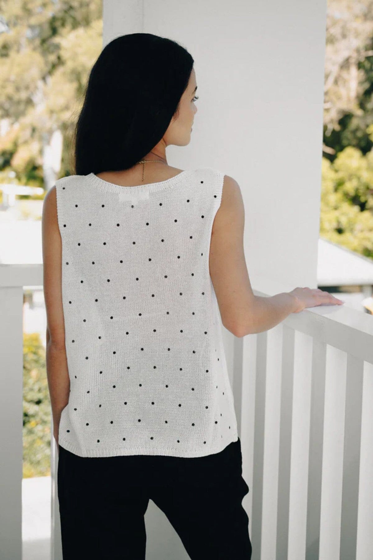 LITTLE LIES Natural Polka Dot Tank Tank - Zabecca Living