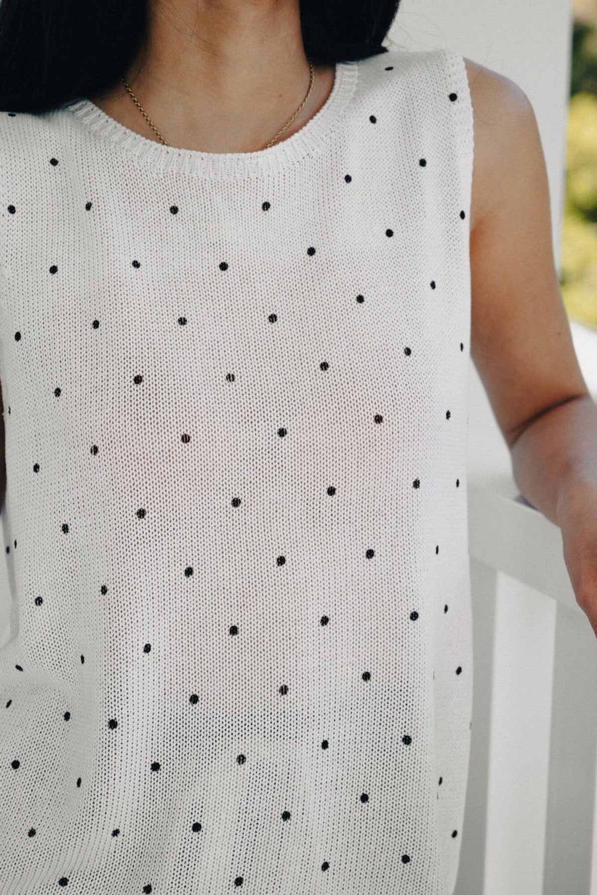LITTLE LIES Natural Polka Dot Tank Tank - Zabecca Living