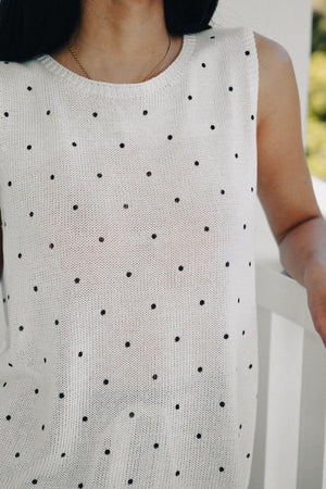 LITTLE LIES Natural Polka Dot Tank Tank - Zabecca Living