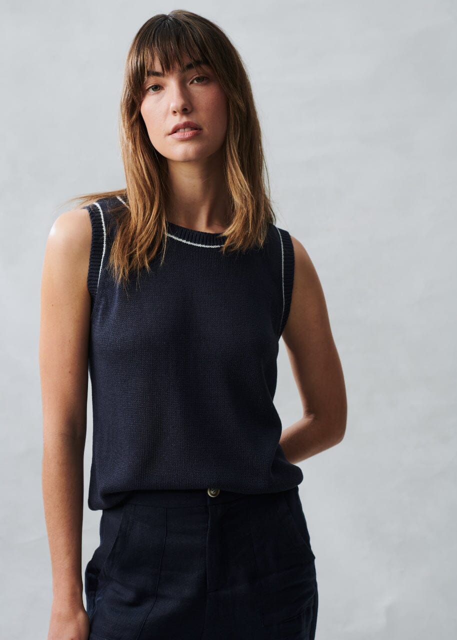 LITTLE LIES Nautical Spring Tank - Navy Tank - Zabecca Living