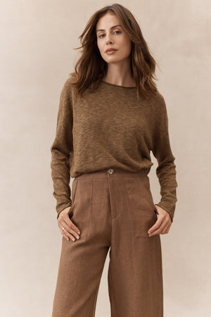 LITTLE LIES Nellie Top - Mocha Jumpers + Knitwear - Zabecca Living