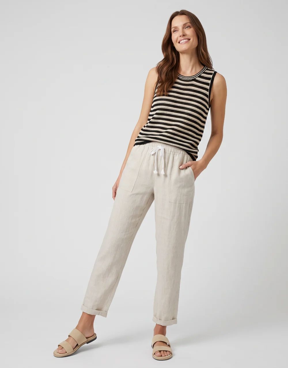 LITTLE LIES Nina Tank - Natural/ Black Tank - Zabecca Living