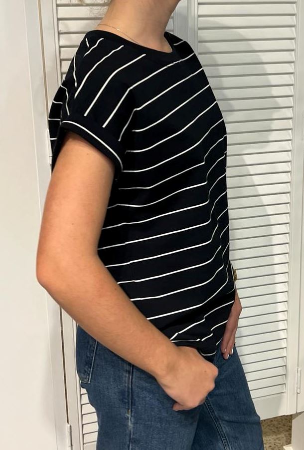 LITTLE LIES Rhodes Stripe Tee - Black / White Tee - Zabecca Living