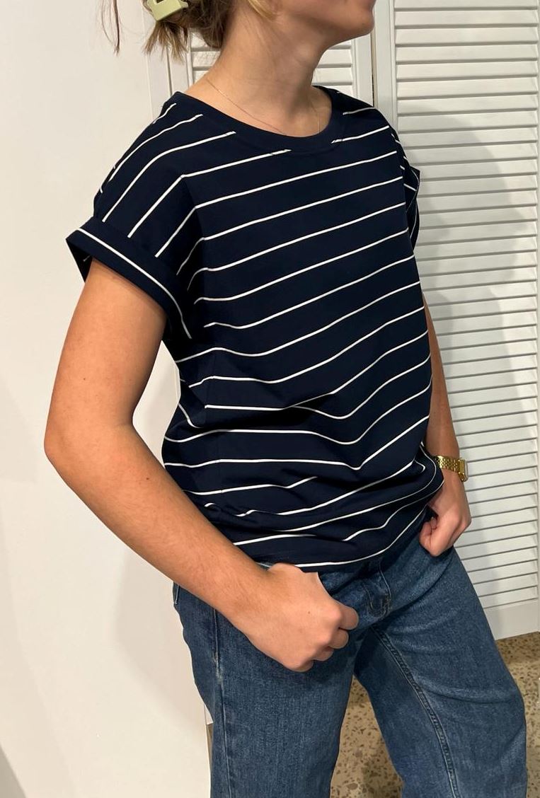 LITTLE LIES Rhodes Stripe Tee - Navy / White Tee - Zabecca Living