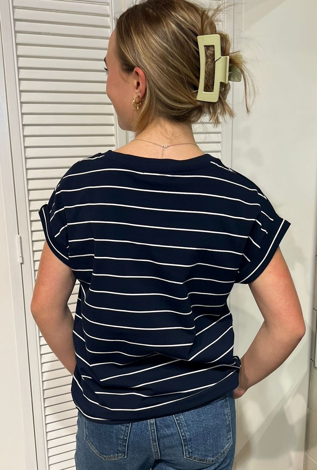LITTLE LIES Rhodes Stripe Tee - Navy / White Tee - Zabecca Living