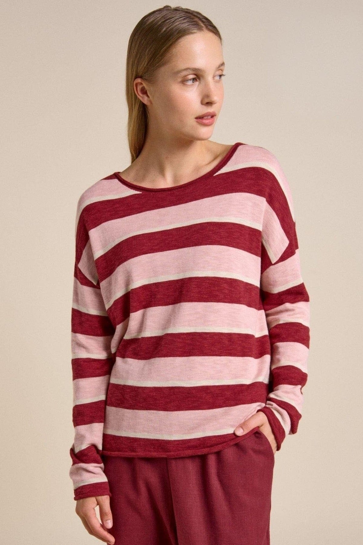 LITTLE LIES Sophie Top - Cherry / Soft Pink Jumpers + Knitwear - Zabecca Living
