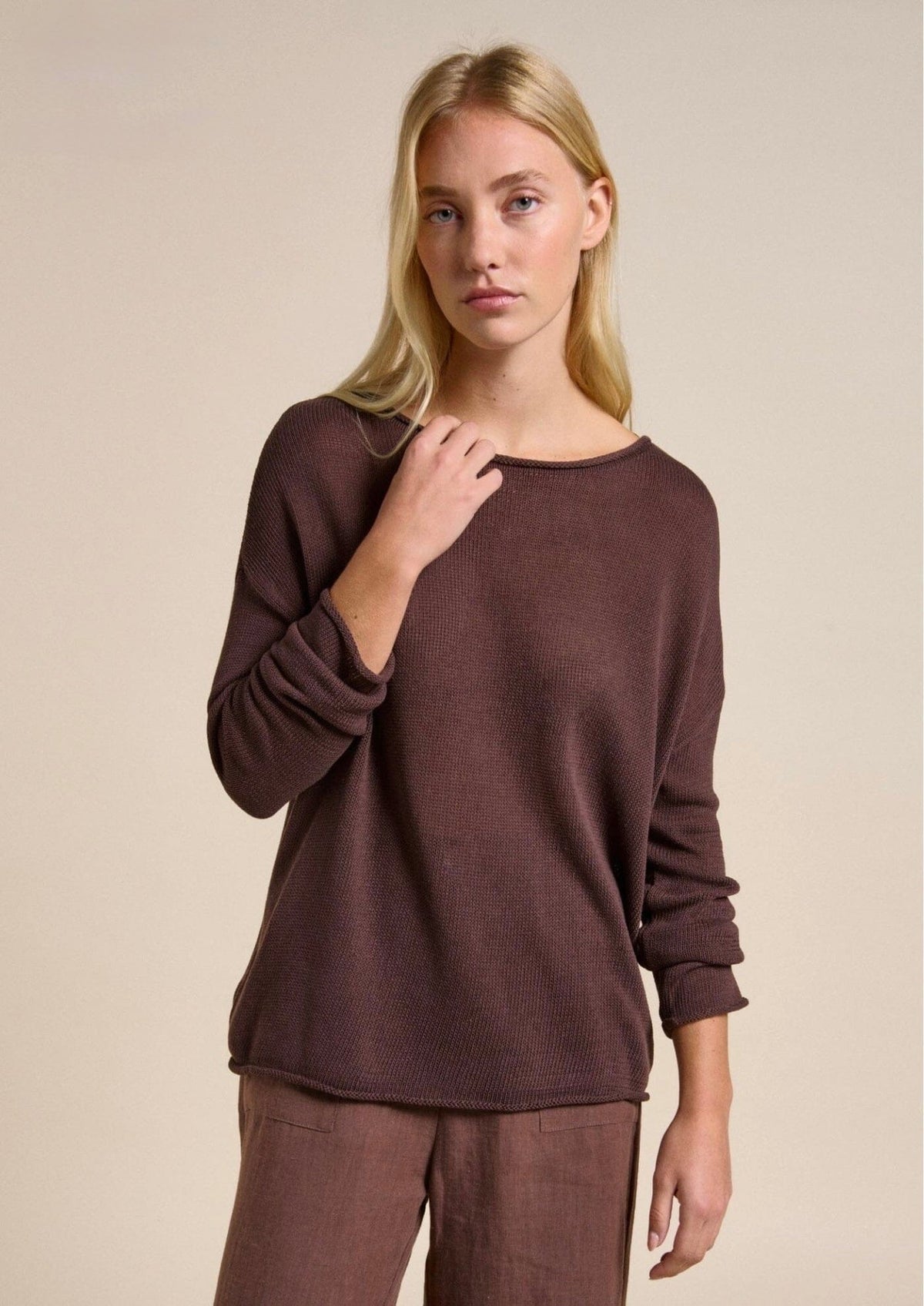 LITTLE LIES Spring Knit - Chocolate Jumpers + Knitwear - Zabecca Living