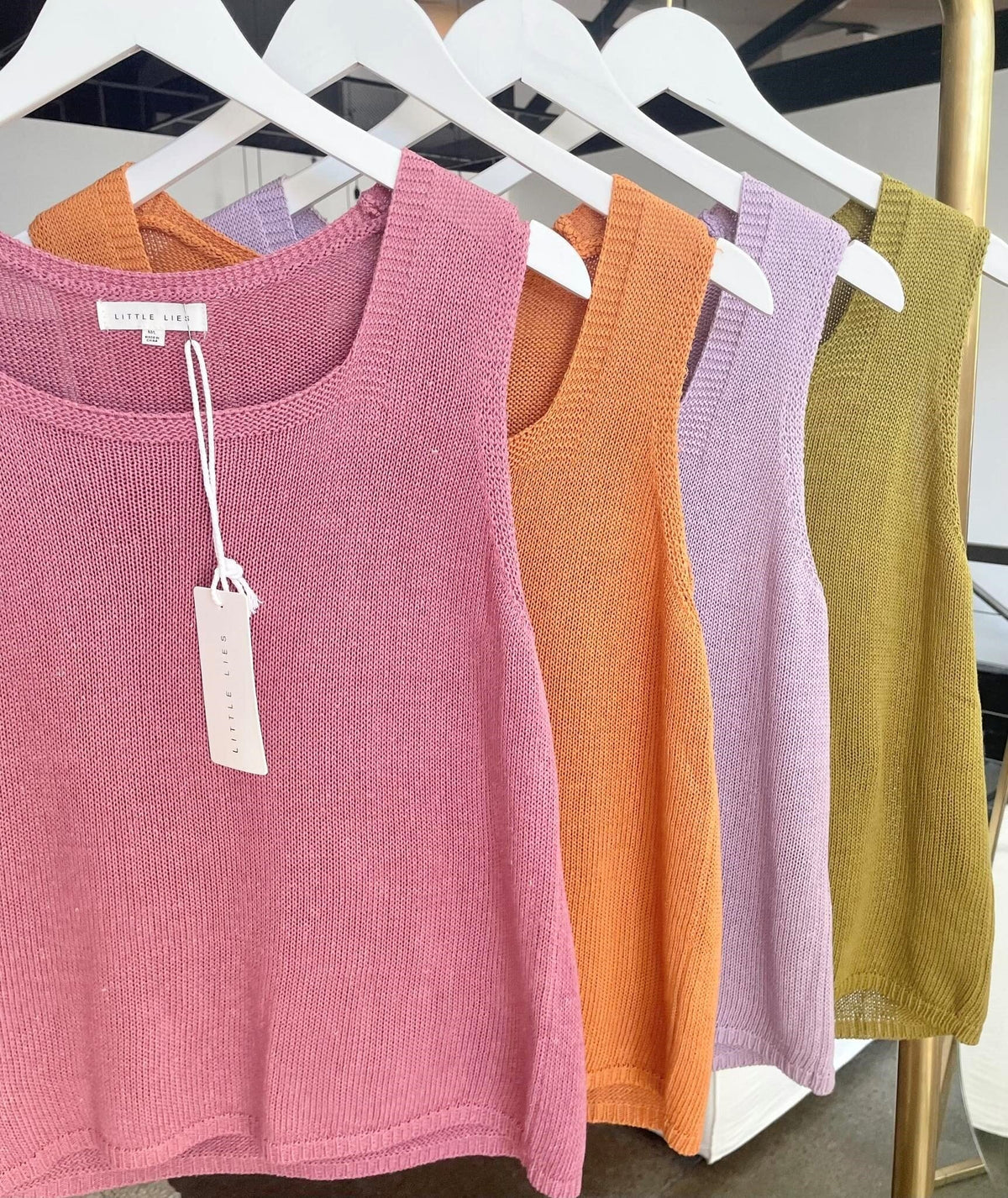 LITTLE LIES Square Neck Tank - Olive Tank - Zabecca Living