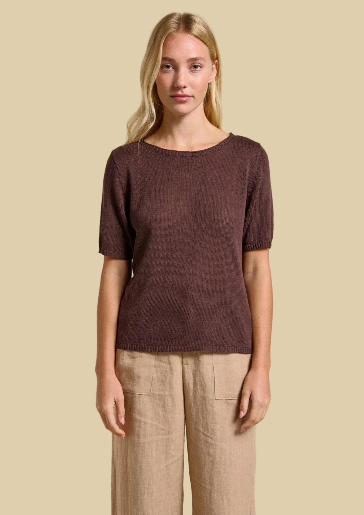 LITTLE LIES Summer Tee - Chocolate Jumpers + Knitwear - Zabecca Living