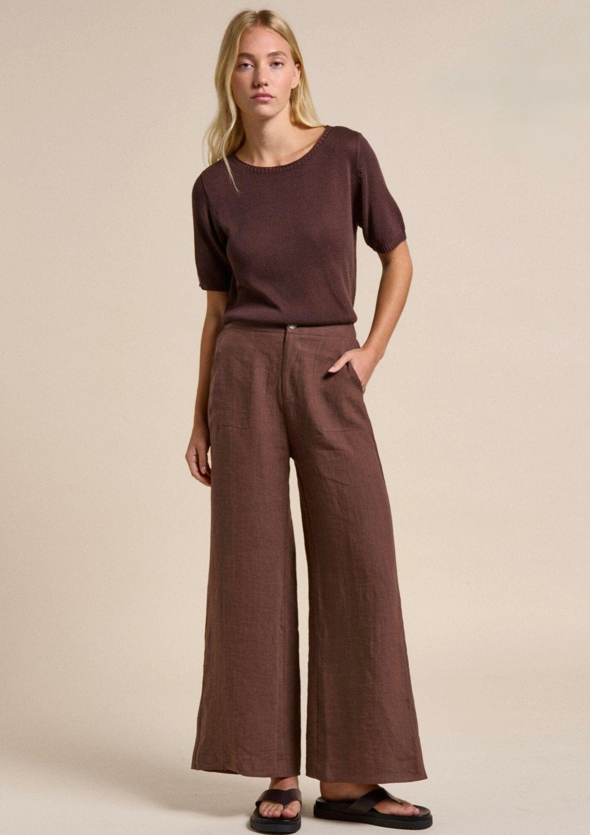 LITTLE LIES Summer Tee - Chocolate Jumpers + Knitwear - Zabecca Living