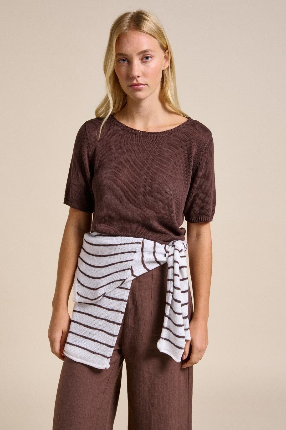 LITTLE LIES Summer Tee - Chocolate Jumpers + Knitwear - Zabecca Living