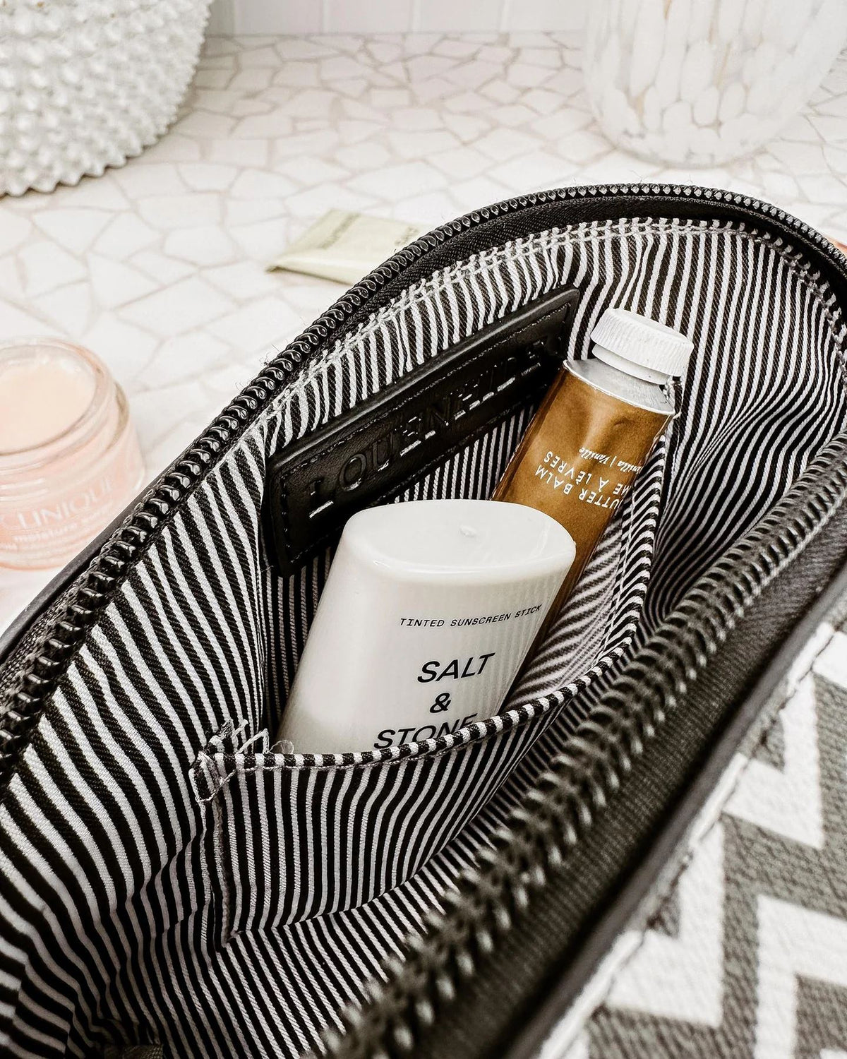 LOUENHIDE Baby Audrey Makeup Bag - Black & White Spot COSMETIC BAG - Zabecca Living