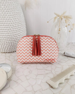 LOUENHIDE Baby Audrey Makeup Bag - Chevron Peach COSMETIC BAG - Zabecca Living