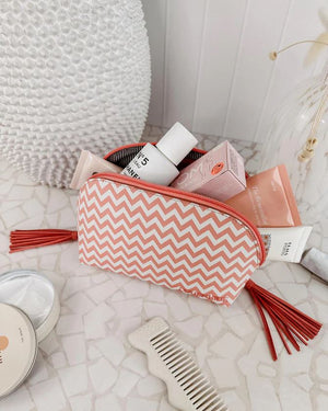 LOUENHIDE Baby Audrey Makeup Bag - Chevron Peach COSMETIC BAG - Zabecca Living