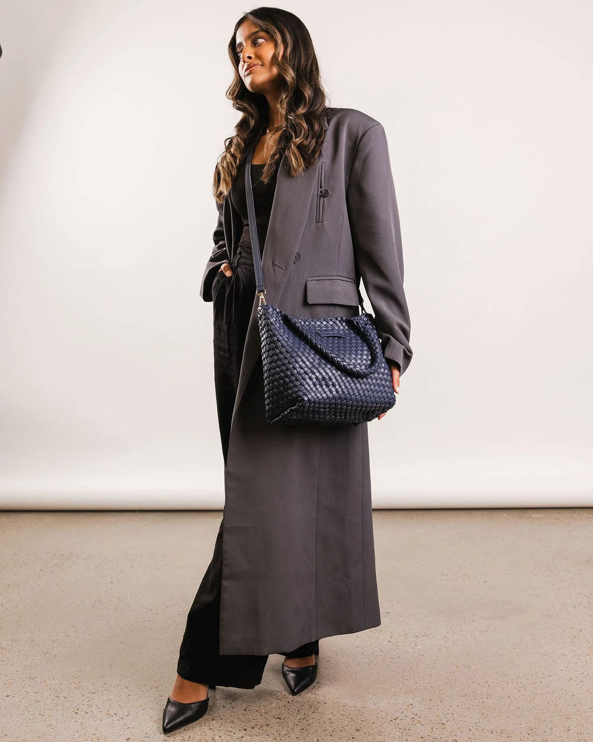LOUENHIDE Baby Cruiser Woven Tote Bag - Navy HANDBAG - Zabecca Living