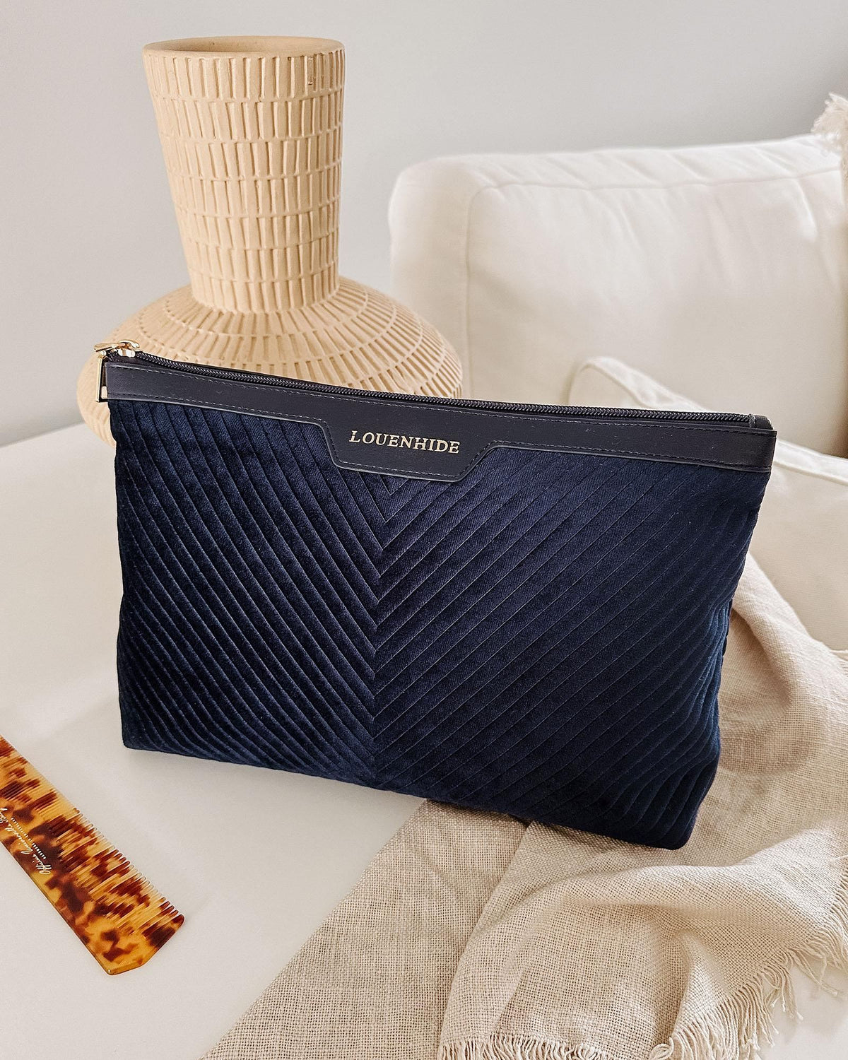 LOUENHIDE Bessie Pouch - Velvet Navy toiletry bag - Zabecca Living