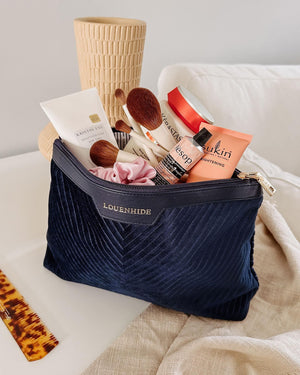 LOUENHIDE Bessie Pouch - Velvet Navy toiletry bag - Zabecca Living