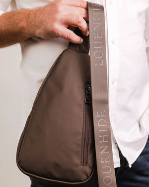 LOUENHIDE Boyd Nylon Sling Bag - Chocolate HANDBAG - Zabecca Living