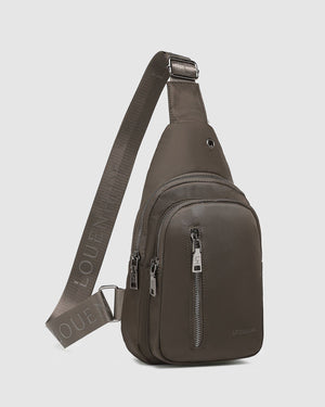 LOUENHIDE Boyd Nylon Sling Bag - Chocolate HANDBAG - Zabecca Living