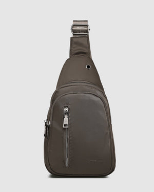 LOUENHIDE Boyd Nylon Sling Bag - Chocolate HANDBAG - Zabecca Living