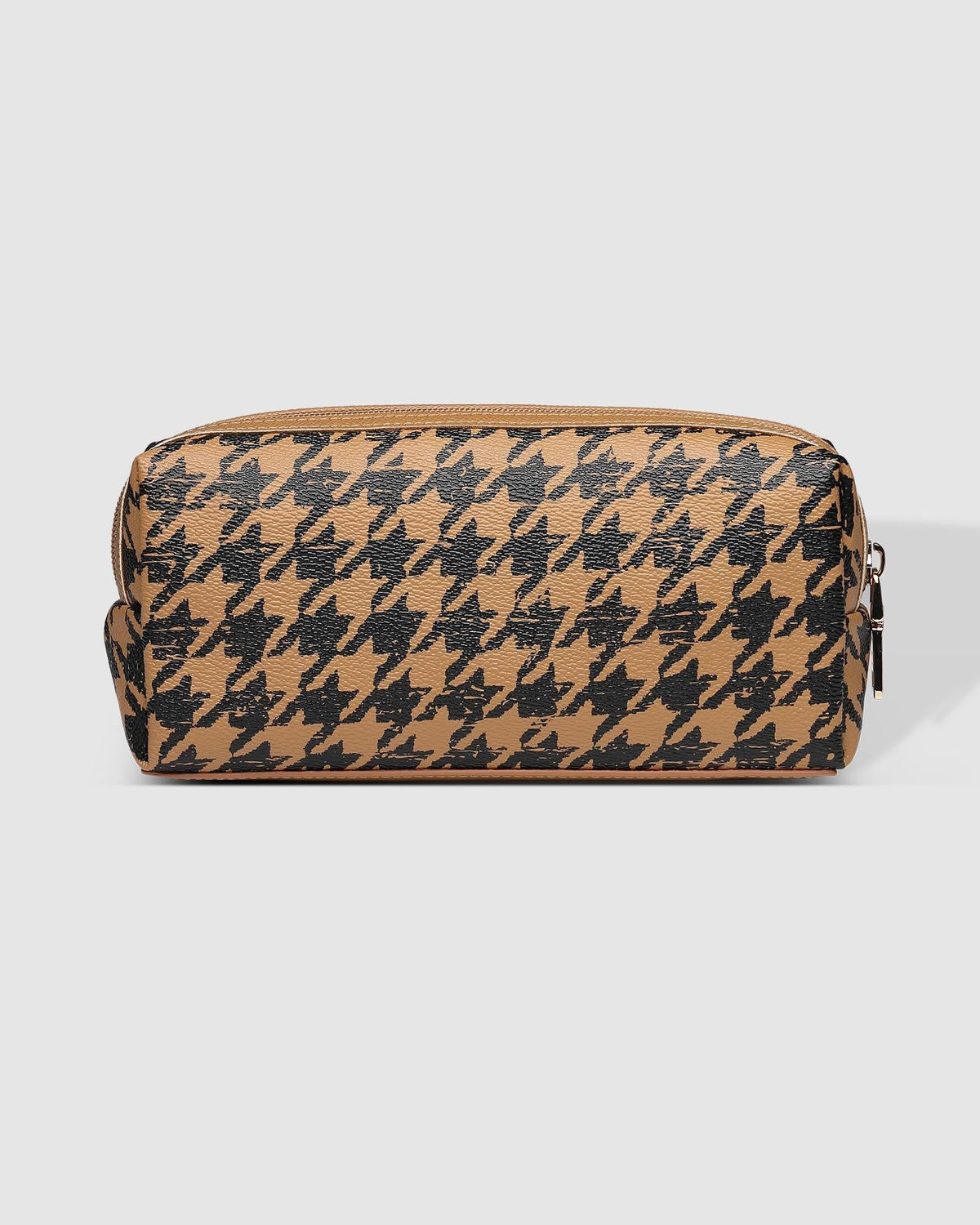 LOUENHIDE Brianna Makeup Bag - Houndstooth Camel toiletry bag - Zabecca Living