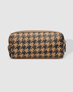 LOUENHIDE Brianna Makeup Bag - Houndstooth Camel toiletry bag - Zabecca Living