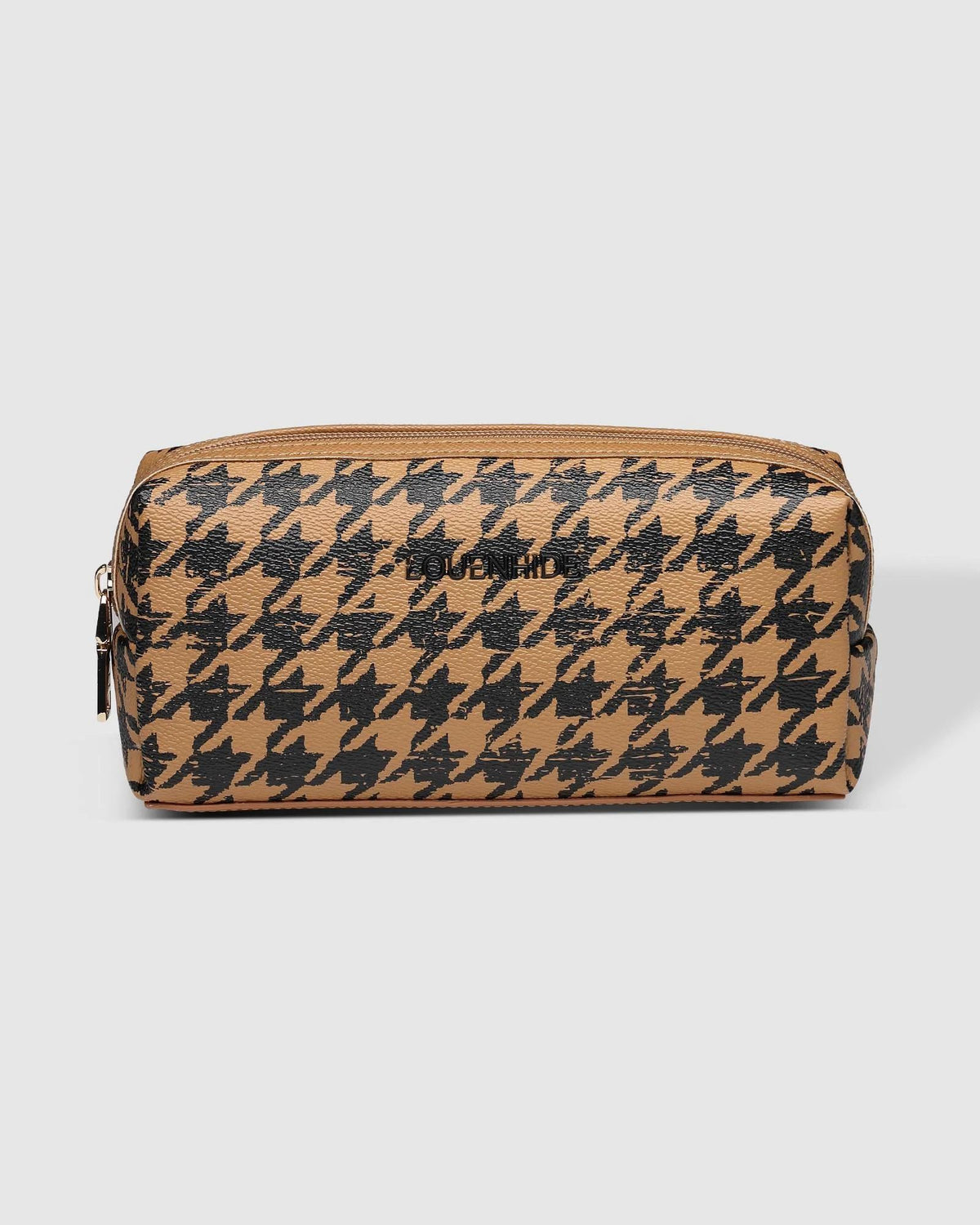 LOUENHIDE Brianna Makeup Bag - Houndstooth Camel toiletry bag - Zabecca Living