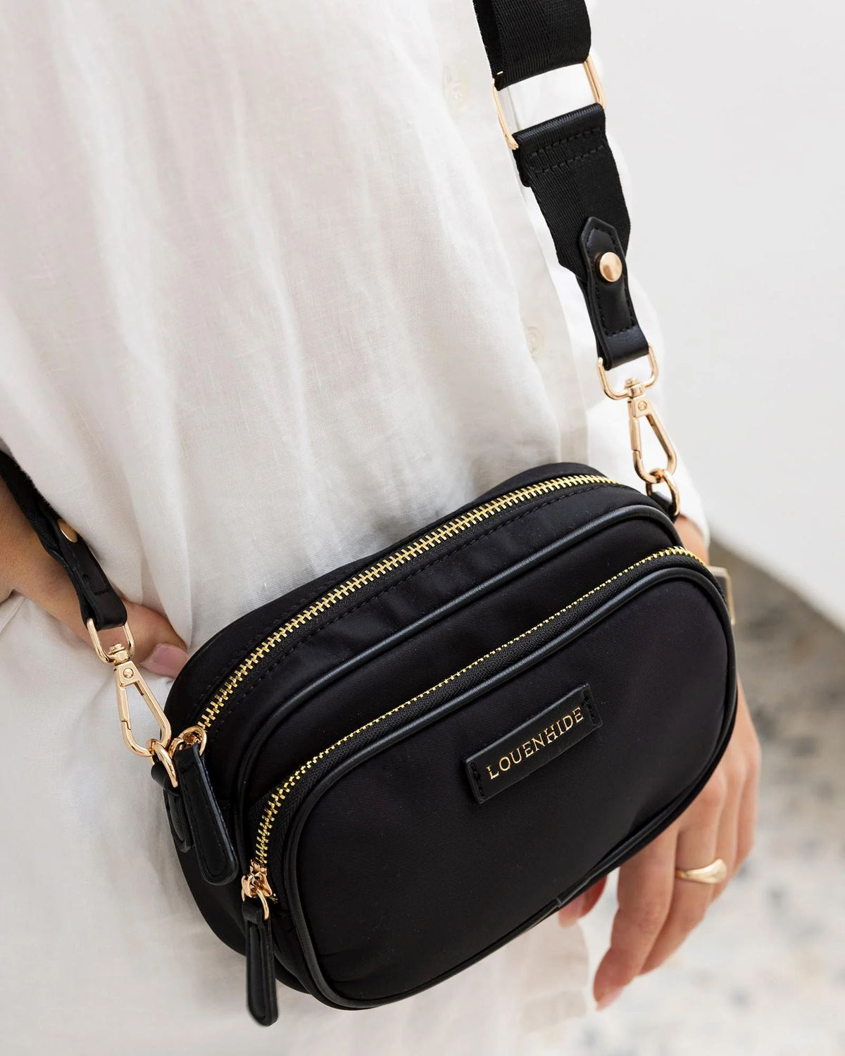 LOUENHIDE Cali Nylon Crossbody Bag - Black HANDBAG - Zabecca Living