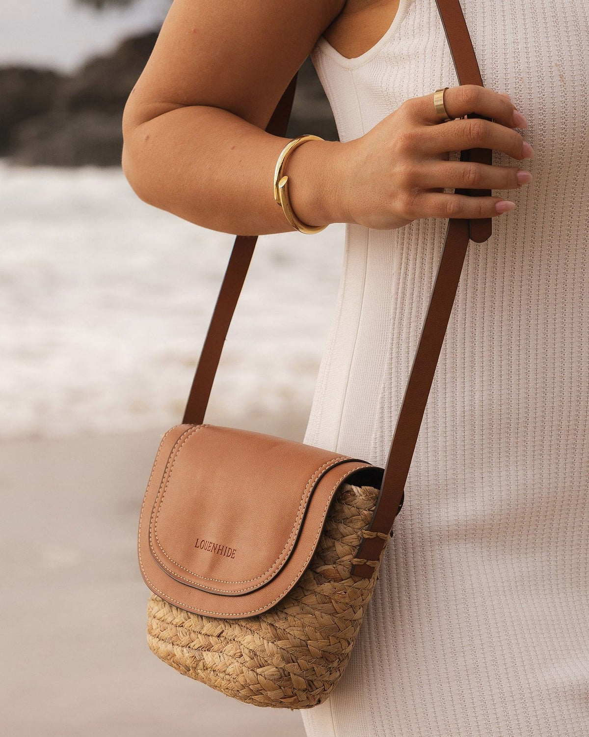LOUENHIDE Dixie Straw Crossbody Bag - Natural Tan HANDBAG - Zabecca Living