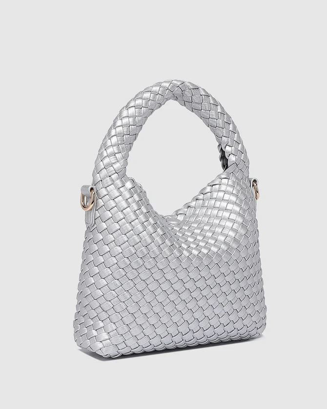 LOUENHIDE Gabby Mini Woven Shoulder Bag - Silver HANDBAG - Zabecca Living
