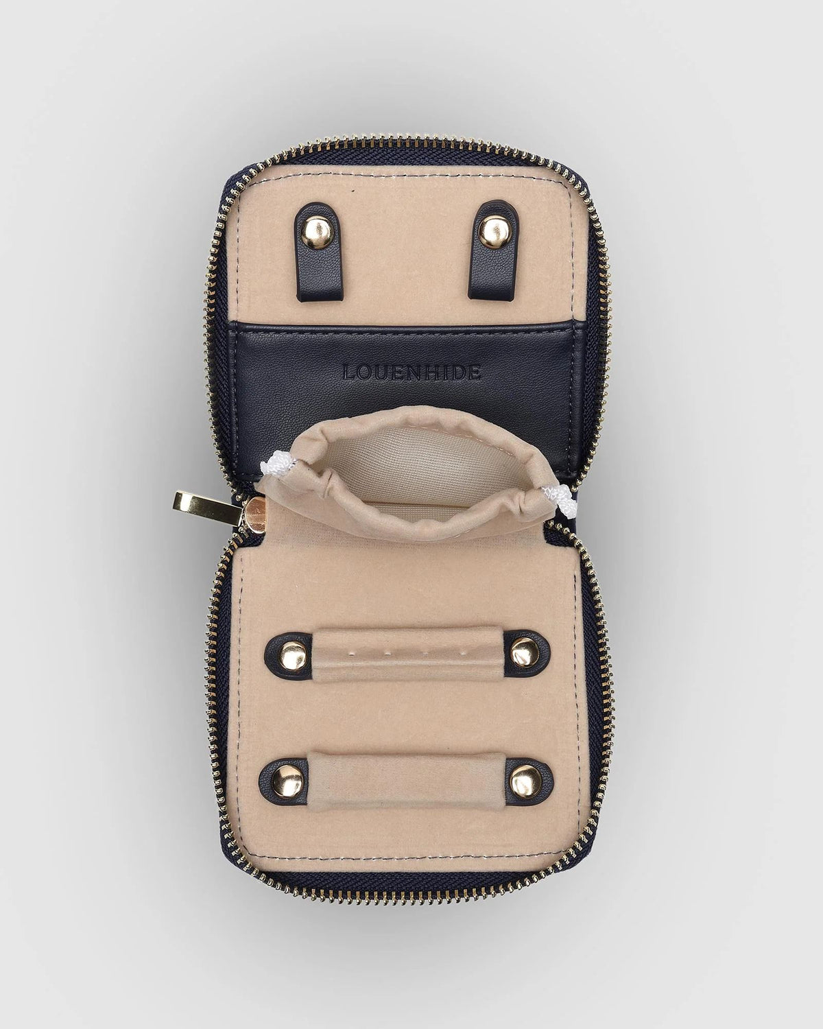 LOUENHIDE Juniper Jewellery Case - Velvet Navy Jewellery Box - Zabecca Living