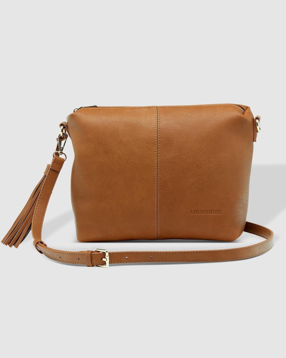 LOUENHIDE Kasey Crossbody Bag with Stripe Strap - Tan HANDBAG - Zabecca Living