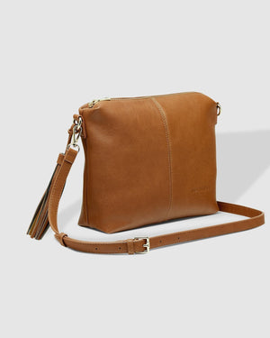 LOUENHIDE Kasey Crossbody Bag with Stripe Strap - Tan HANDBAG - Zabecca Living