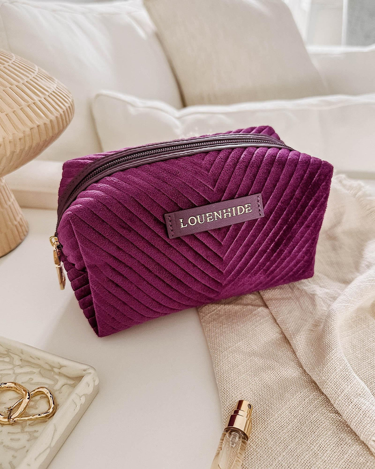 LOUENHIDE Mae Pouch - Velvet Shiraz toiletry bag - Zabecca Living
