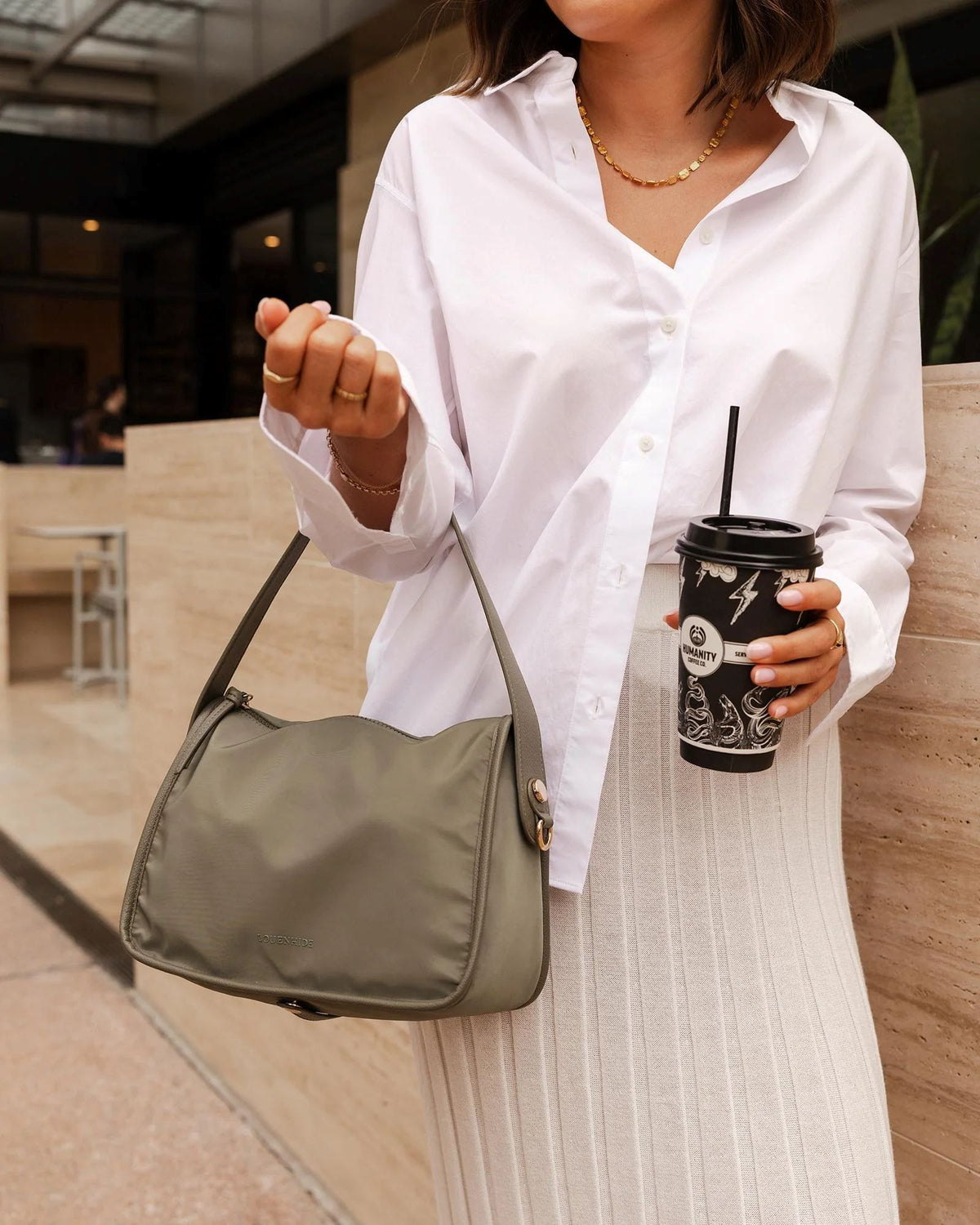 LOUENHIDE Milan Nylon Crossbody Bag - Khaki HANDBAG - Zabecca Living