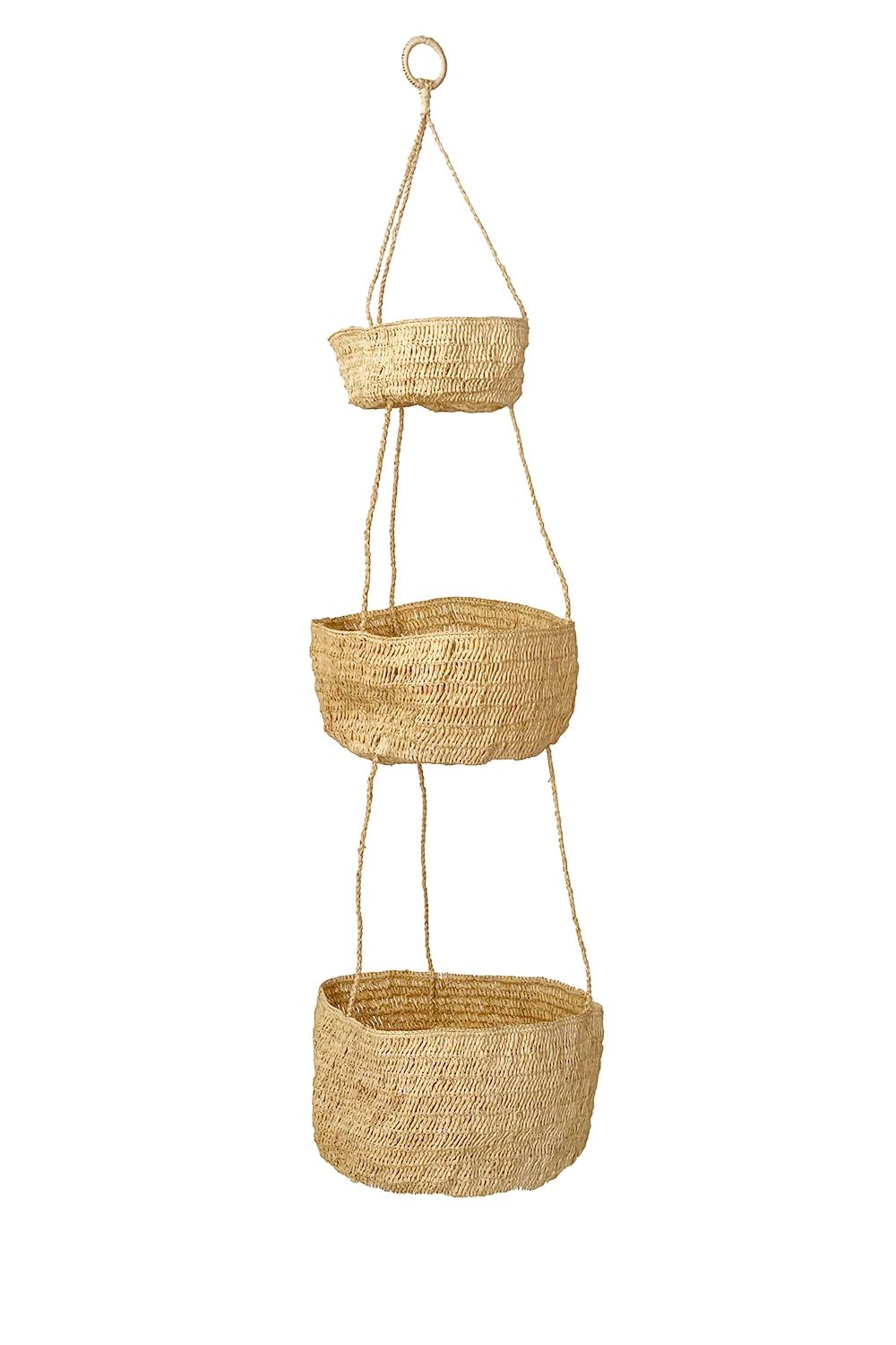 MADE IN MADA Straight Hanging Set of 3 Baskets - Natural basket - Zabecca Living