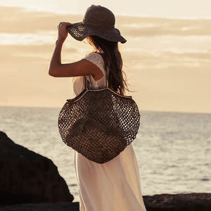 MADE IN MADA Tahiry Bag - Natural Light Brown Gold Beach Bag - Zabecca Living