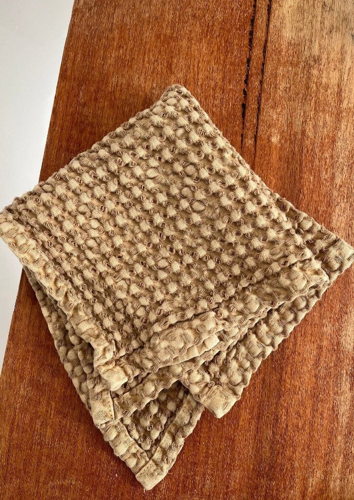 MAMA AND TOCHTER 100% Organic Cotton Rustic Waffle Face Cloth - Light Rust - Zabecca Living
